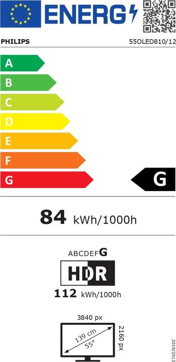Energy Label Philips 55OLED810/12 (55", OLED810, OLED, 4K, 2025)