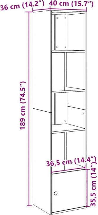 Produktbild VidaXL Bücherregal (40 x 36 x 189 cm)
