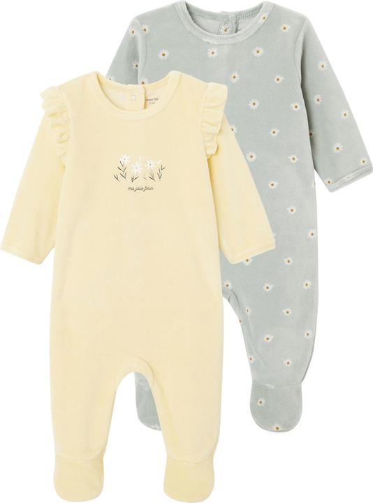 Vertbaudet 2er-Pack Baby Samt-Strampler Oeko-Tex