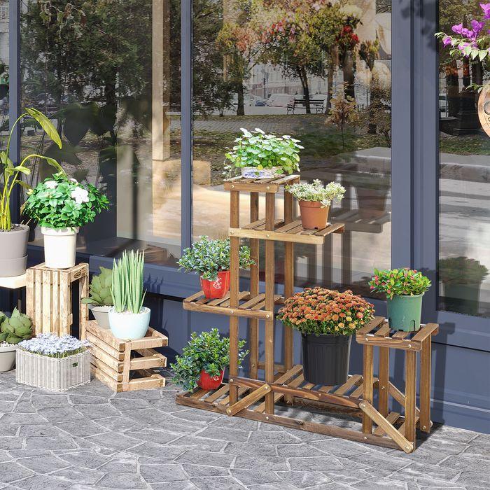 Produktbild Swisshandel24 Pflanzenregal Blumenständer Massivholz 6 Ebenen Vierstufiges Blumenregal Blumentreppe Blumenleiter V