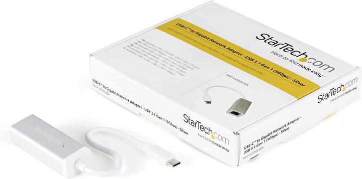 Produktbild StarTech USB-C To Gbe Adapter - Silver (USB-C, RJ45 (1x))