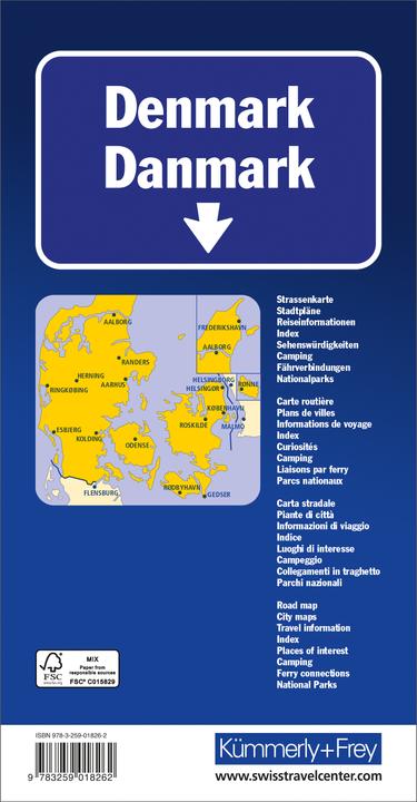Produktbild Dänemark Strassenkarte 1:300 000