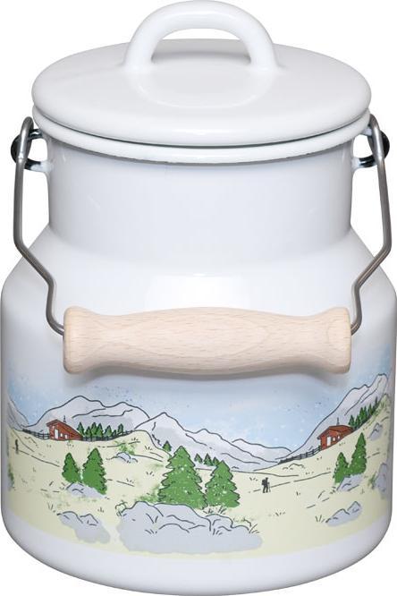 Produktbild Riess Milchkanne mit Emaille Deckel und Holzgriff 1L (1 l)