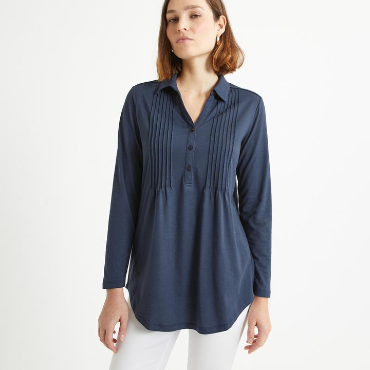 Actual product image Anne Weyburn Long-sleeved blouse shirt with polo collar (38)