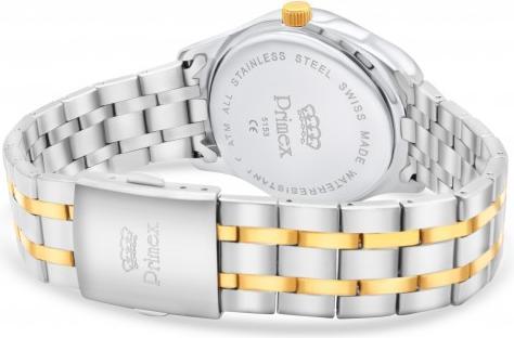 Actual product image Primex Montre Swiss Made - Bracelet Metal Bicolore - Cadran Noir - Etanche 50 M (Analogue wristwatch, 25 mm)