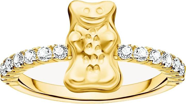 Immagine prodotto Thomas Sabo Ring mit HARIBO Goldbär und Steinen vergoldet (54, 925 Argento)