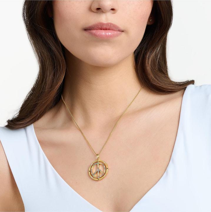 Image du produit Thomas Sabo Pendentif Signe de Paix avec Pierres Multicolores Plaqué Or (Argent 925)