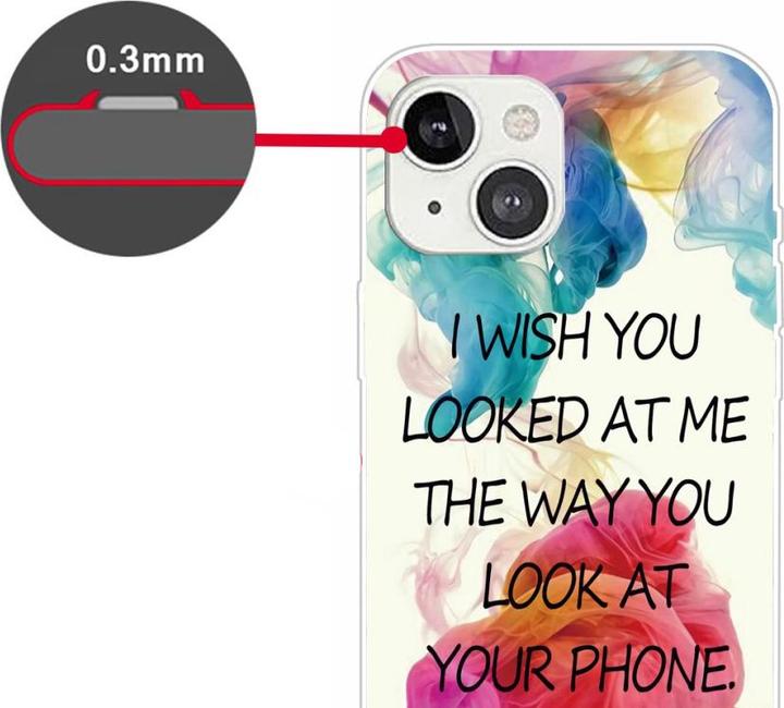Actual product image Ueli Express iPhone 13 Super Slim rubber protective case Look at me (Apple iPhone 13)