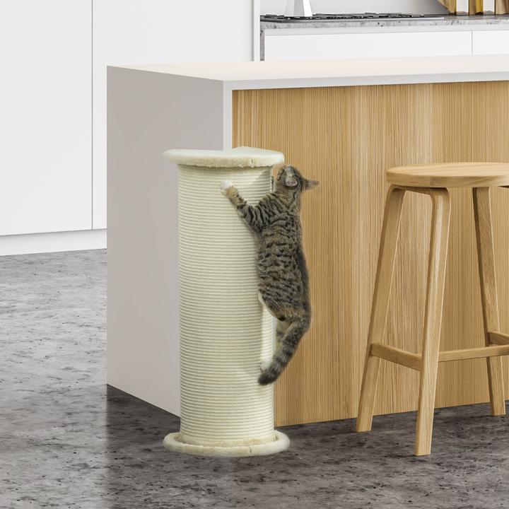 Image du produit PawHut Planche à gratter pour les coins avec dispositif anti-basculement (85 cm, Blanc crème)