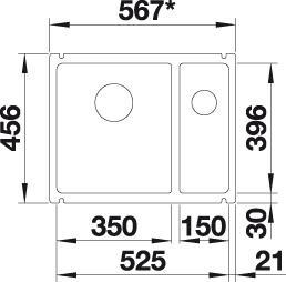 Actual product image Blanco Subline 350/150-U (Undermount sink, 45.60 cm, 52.50 cm)