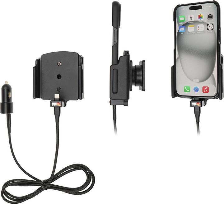 Image du produit Brodit support réglable (latéral) USB actif, 12V, pour APPLE iPhone 15, y compris chargeur USB, pour