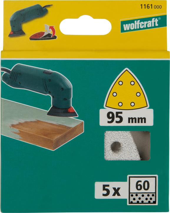 Produktbild wolfcraft wolfcraft 5 Haft-Schleifbl. Stearat K80 Delta 95mm (80)