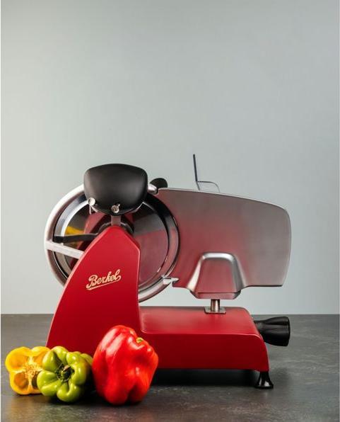Actual product image Berkel Red Line 250 matt red slicer with 250 mm steel blade