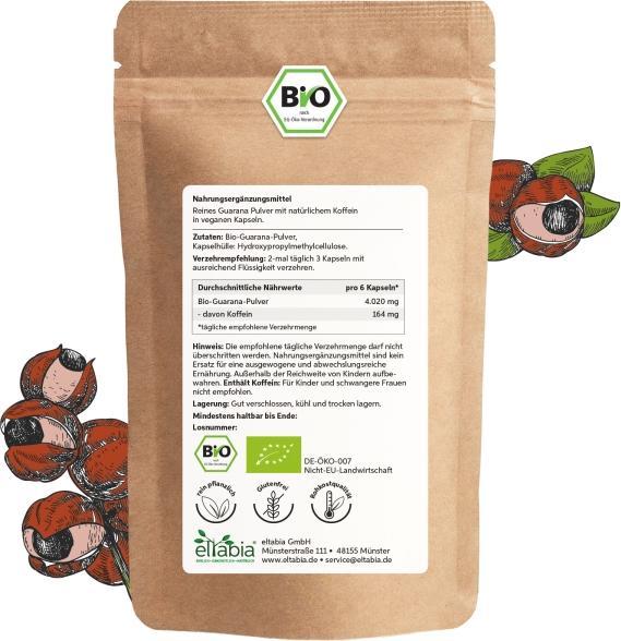 Actual product image Eltabia Organic Guarana Capsules 100 (100 Piece, Capsules)