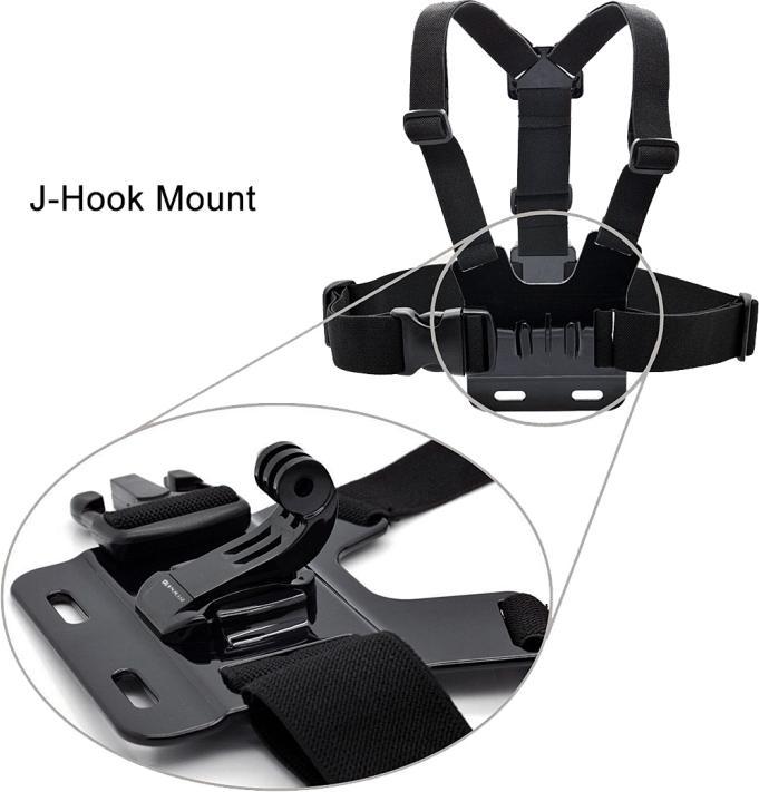 Actual product image Puluz Set of 2 J hook holders with quick-release fastener (GoPro Hero 8, GoPro Hero 9, GoPro Hero 11, GoPro Hero 7, GoPro Hero 12, GoPro Hero 10, GoPro Hero 4, GoPro Hero 5)
