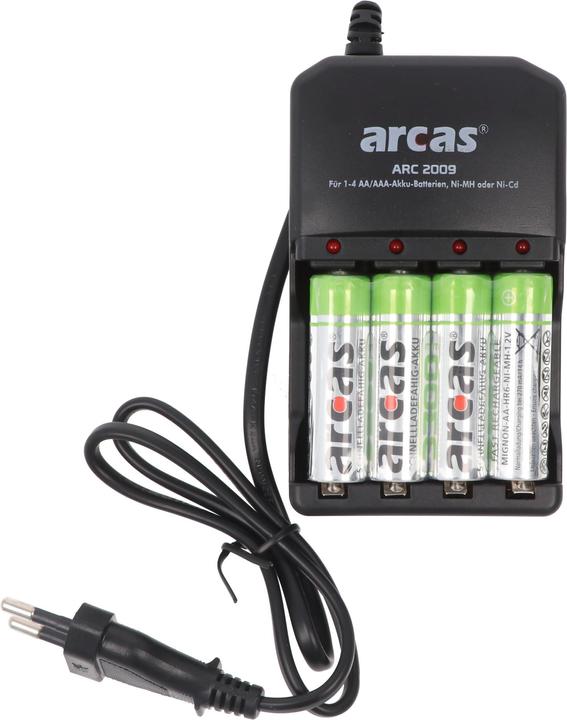 Produktbild Arcas Ladegerät inklusive 4 Mignon AA NiMH Akkus mit 2700mAh zum Sparpreis