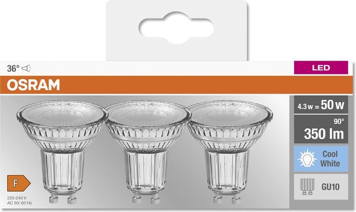 Produktbild Osram Base (GU10, 4.30 W, 350 lm, 3 x, F)