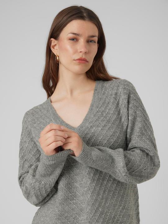 Produktbild Vero Moda VMANJASTINNA LONG V-NEK PULLOVER GA EXC Strickpullover (XS)