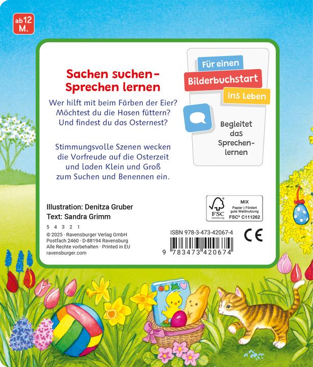 Produktbild Ravensburger Mein erstes Sachen suchen: Frohe Ostern, Pappbilderbuch ab 12 Monaten, Bilderbuch ab 1 Jahr (Deutsch)