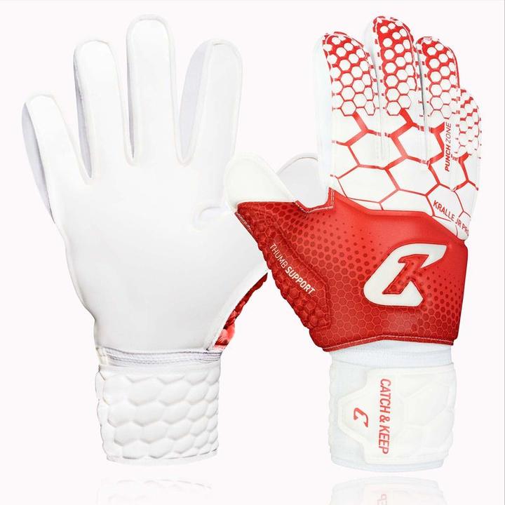 Catch & Keep Fussballhandschuhe Kralle Junior Pro 3.0 Gr. 4 Rot Torwart Keeper Goalie Handschuhe (4)