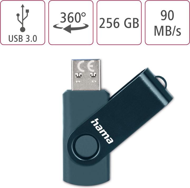 Hama USB-Stick Rotate (256 GB, USB-A, USB 3.0)
