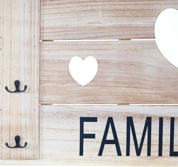 Actual product image Mendler Family wall coat rack, wardrobe panel coat rack, shabby look vintage, 8 hooks 60x90cm - natural