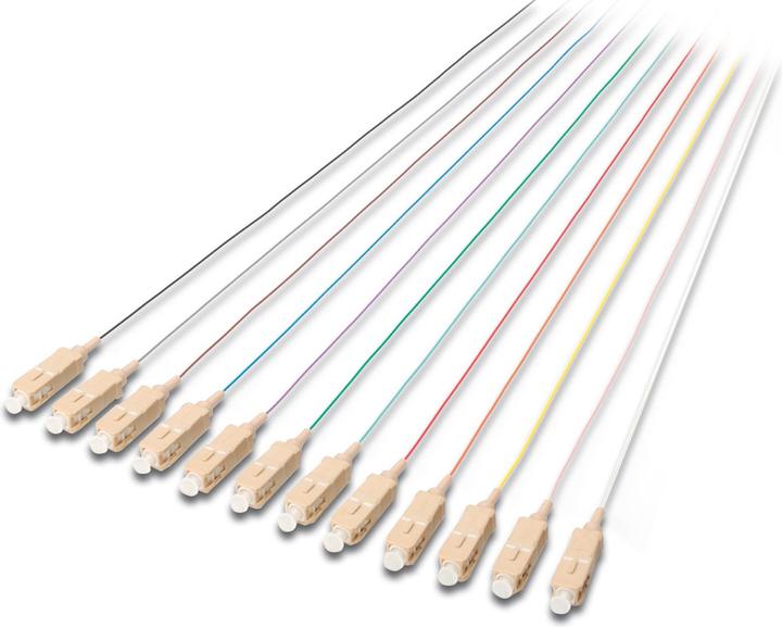 Digitus SC/UPC 0.9mm 12 color LSZH pigtail Multimode 50/125um Class OM4 2m Steckerfarbe RAL4003 (LSOH, CAT8.2, 2 m)