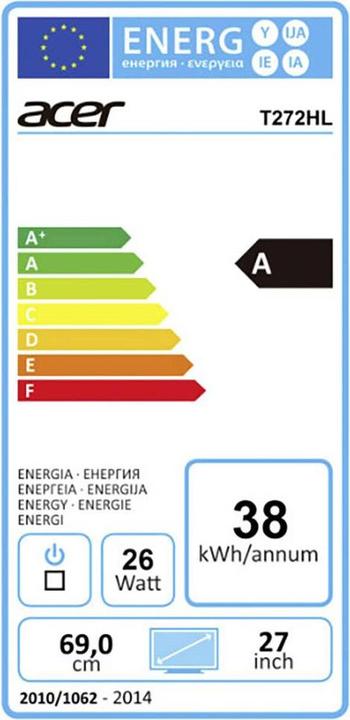 Energie-Label Acer T272hul (2560 x 1440 Pixel, 27")