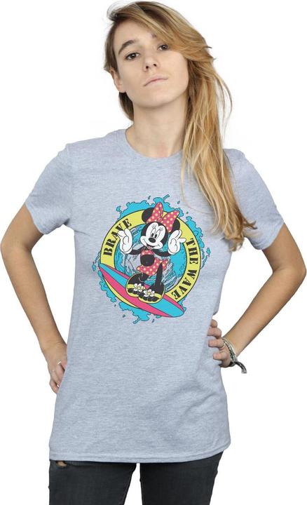 Actual product image Disney Womens/Ladies Minnie Mouse Brave The Wave Cotton Boyfriend T-Shirt (S)