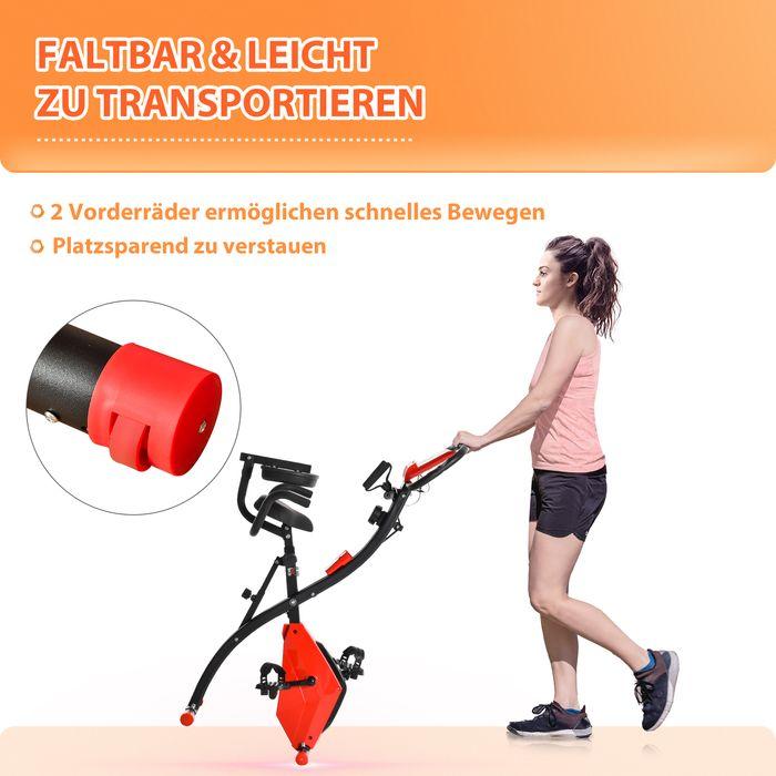 Image du produit Swisshandel24 Vélo d'appartement 2 en 1 Écran LCD, pliable, résistance magnétique réglable sur 8 niveaux, 1 paire