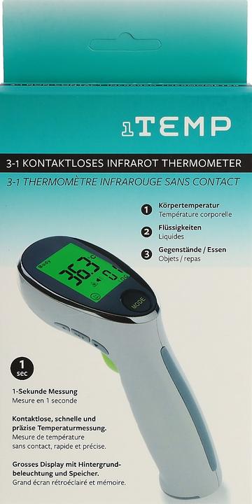 Image du produit 1Temp thermomètre infrarouge 3-en-1 (Sans contact, Front)