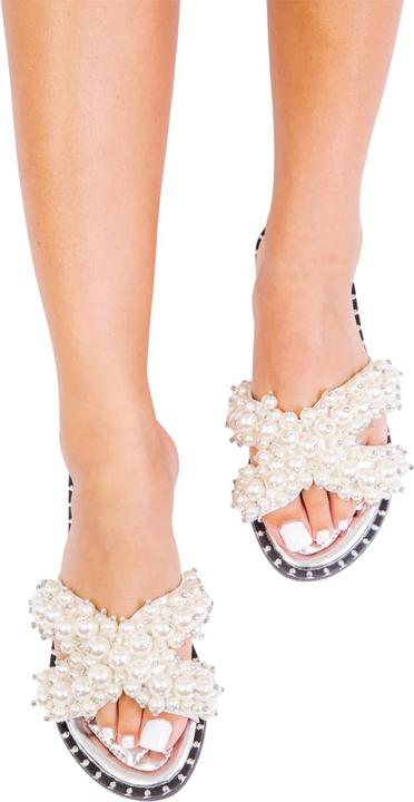 Actual product image Where's That From Womens/Ladies Iona Pearl Wide Flat Sliders (36)