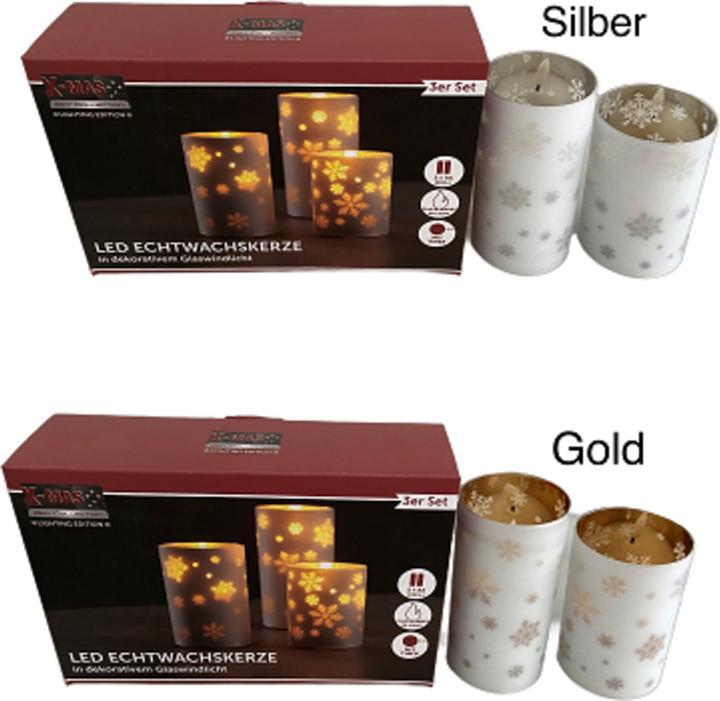 Produktbild Art Collection Kerze im Glas mit Echtwachs 3D und Timer 3er Set (3 Stk.)