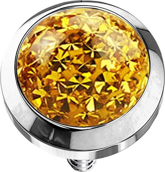 Actual product image Star Piercing Dermal Anchor crystal dome yellow epoxy protective coating (Surgical steel 316L, without brass)