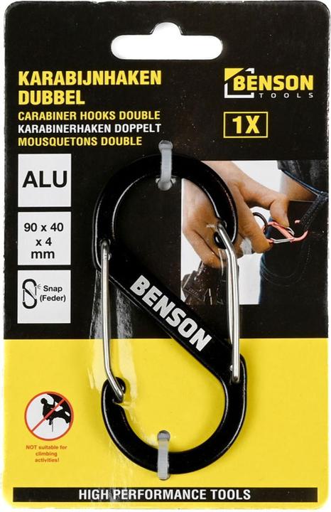 Produktbild Benson Karabinerhaken Doppelset 4 Stück, S-Clip, 4×9cm