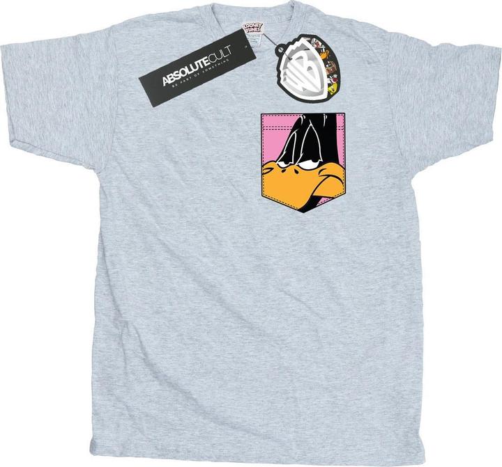 Looney Tunes Daffy Duck Face Faux Pocket TShirt (M)