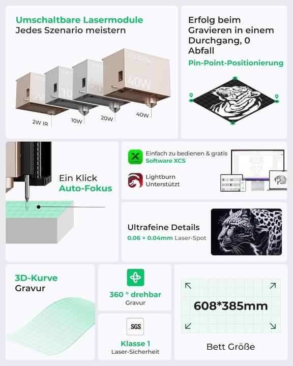 Actual product image XTool Lasergraviermaschine mit Autofokus und Air Assist