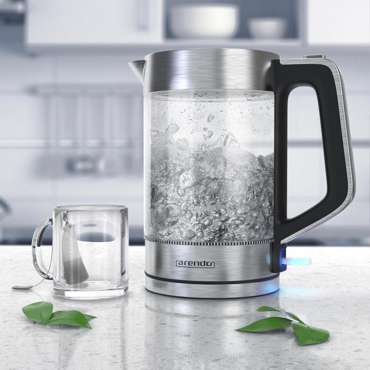 Actual product image Arendo Kettle 1.7 l, 2200 W, stainless steel & glass, cool-touch handle, overheating & dry-boil protection (1.70 l)