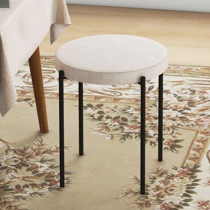 Produktbild Swisshandel24 4er-Set Küchenhocker 4-er Set, stapelbar, Samtoptik, bis 100kg, Metallrahmen, 41,5x41,5x46cm, Cremew
