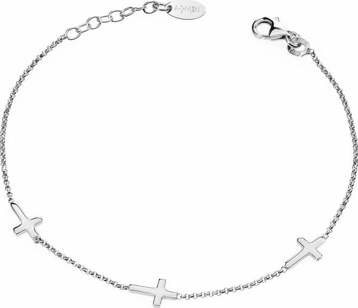 Amen Pray & Love Crosses Armband (17 cm, 925er Silber)