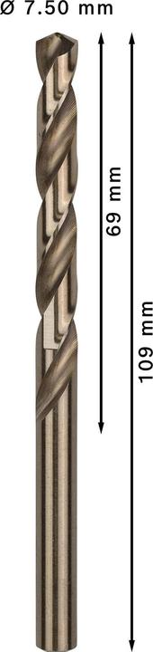 Produktbild Bosch Professional Zubehör PRO Stainless Steel HSS-Co Spiralbohrer, 7.5 x 69 x 109 mm (7.5 mm)