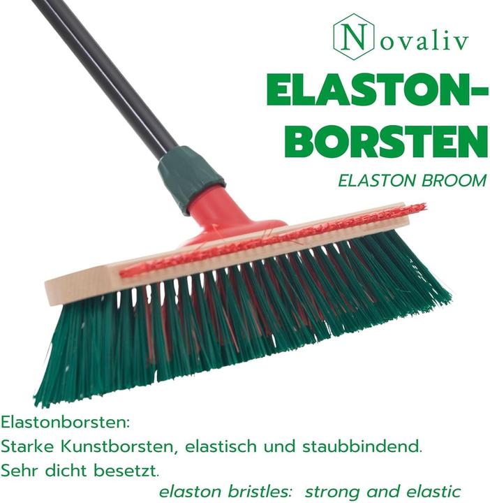 Actual product image Novaliv Gartenbesen mit Stiel und Kratzleiste 40 cm Elaston Borsten Besen draussen Strassenbesen mit S (1 pcs.)