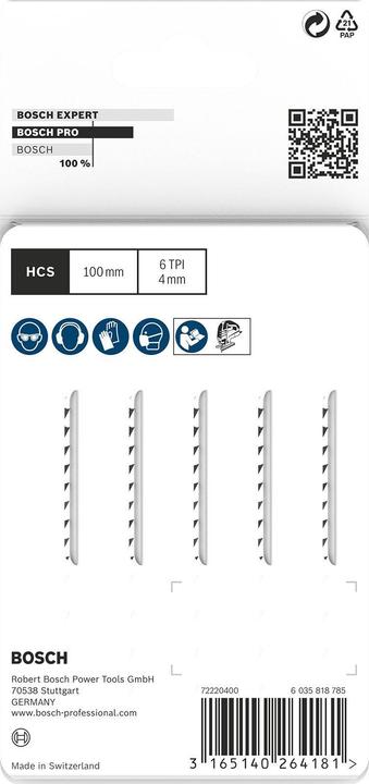 Image du produit Bosch Professional Zubehör Lame de scie sauteuse PRO Wood precise T144DP, 100 mm, 5 pcs.