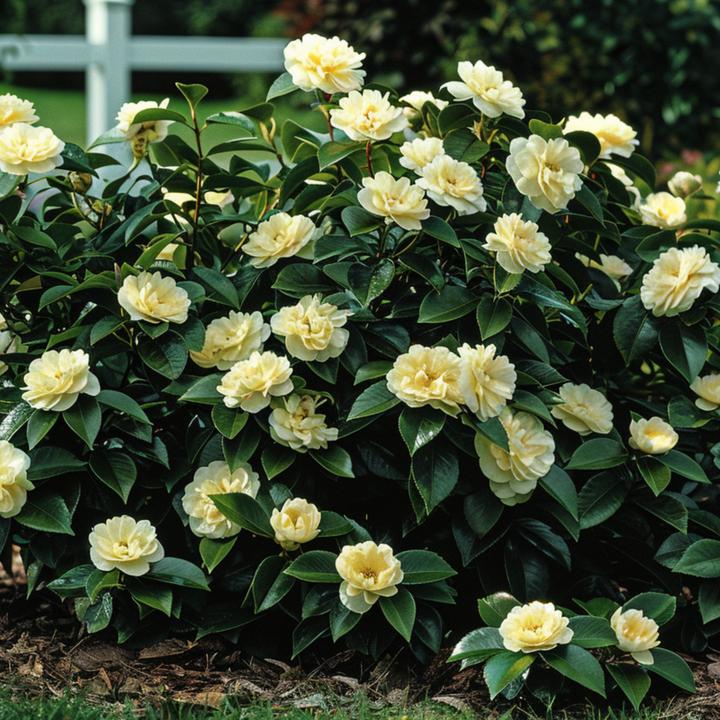 Image du produit Plant in a Box Camellia japonica Brushfield Yellow - Lot de 2 roses japonaises (50 cm)