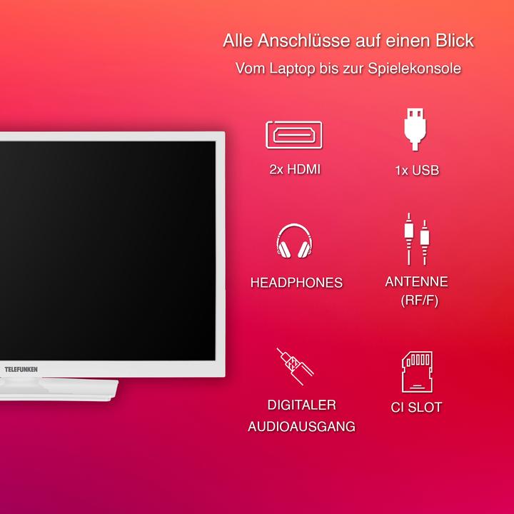 Actual product image Telefunken 24 Zoll Fernseher XH24O550M-W - HD-Ready Fernseher mit integriertem Triple-Tuner, weiss (24", LED, HD, 2025)