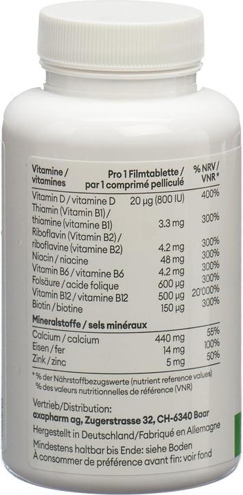Nährwerte und Zutaten Complex Vegan Filmtabletten (120 Stück, Tabletten, 222 g)