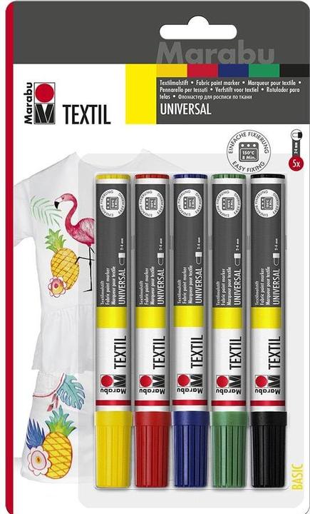 Produktbild Marabu Textil Painter (Schwarz, Gelb, Grün, Rot, Dunkelblau, Blau, 4 mm, 5 x)