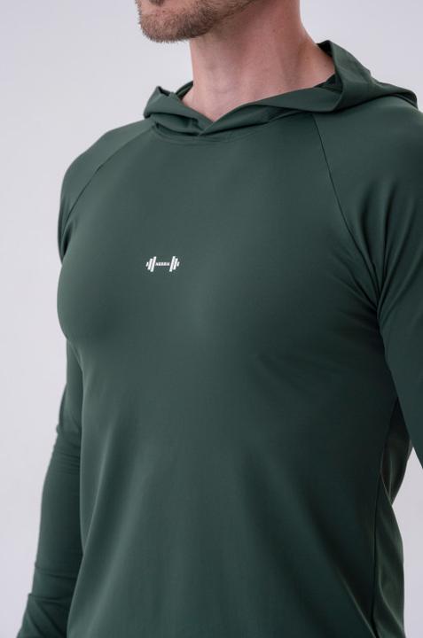Actual product image Nebbia Long-sleeve T-shirt with a hoodie 330 dark green (XXL)