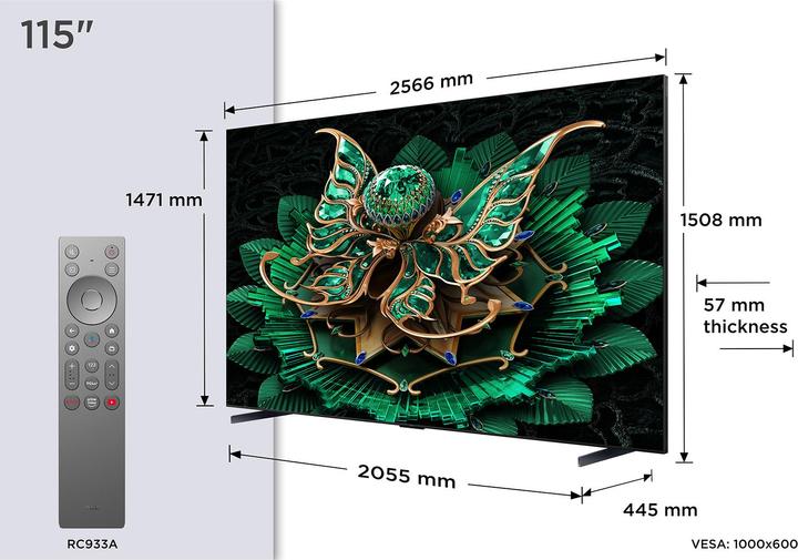 Actual product image TCL 115C7K 291 cm (115) (115", Mini-LED, 4K, 2025)