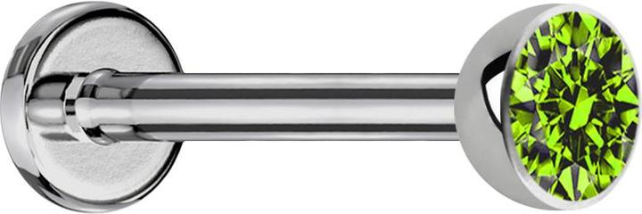 Star Piercing Micro Labret silber mit Halbkugel Kristall hellgrün (Titan G23, ohne Messing)